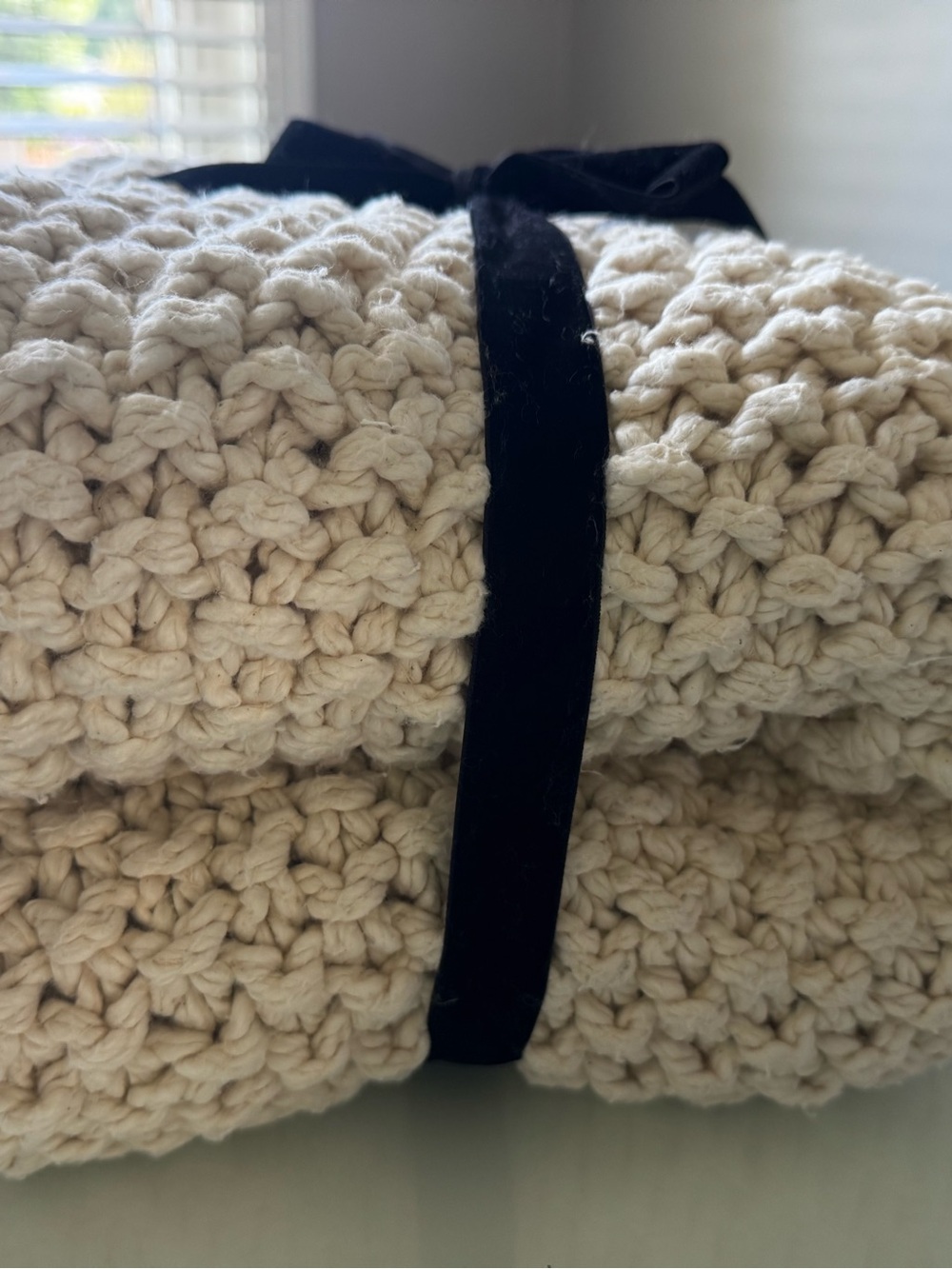 DKNY Pure Chunky Knit Blanket Throw Natural Cream 100% Cotton 50'' x 60'' - Picture 5 of 7